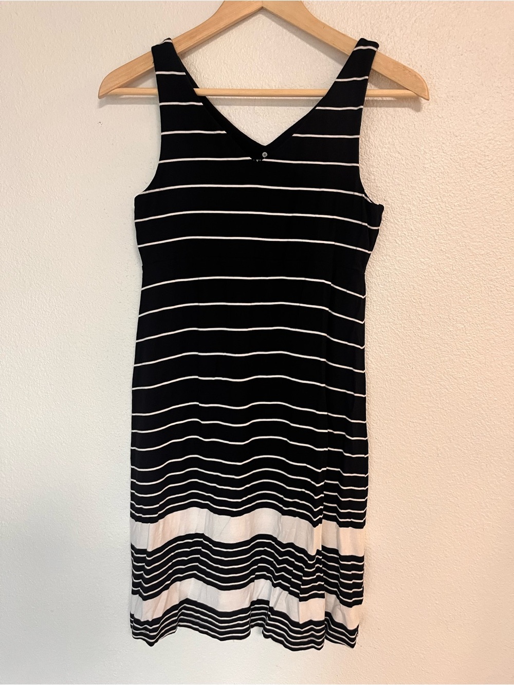 Athleta Black and White Striped Sleeveless Dress